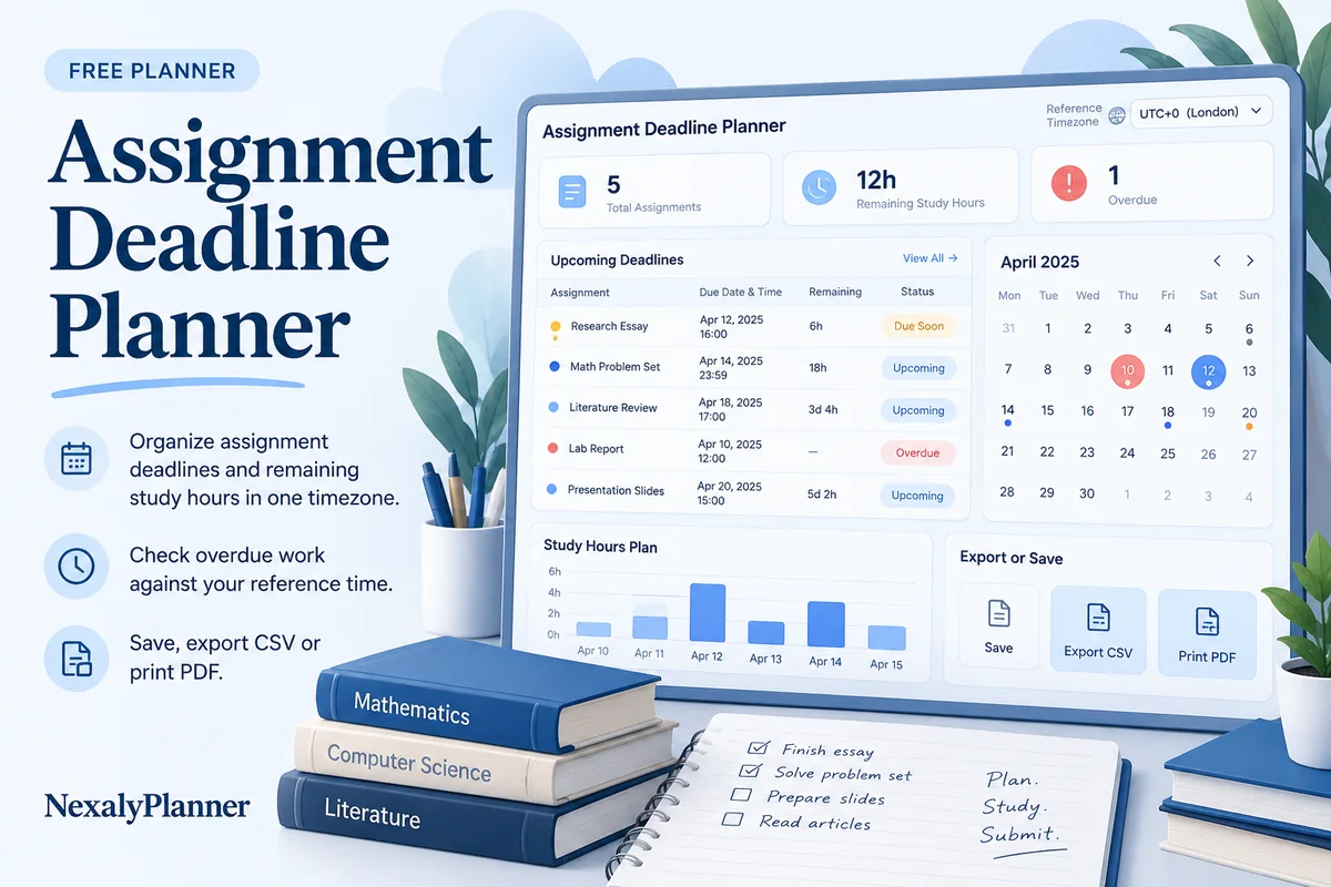Assignment Deadline Planner illustrated planning cover