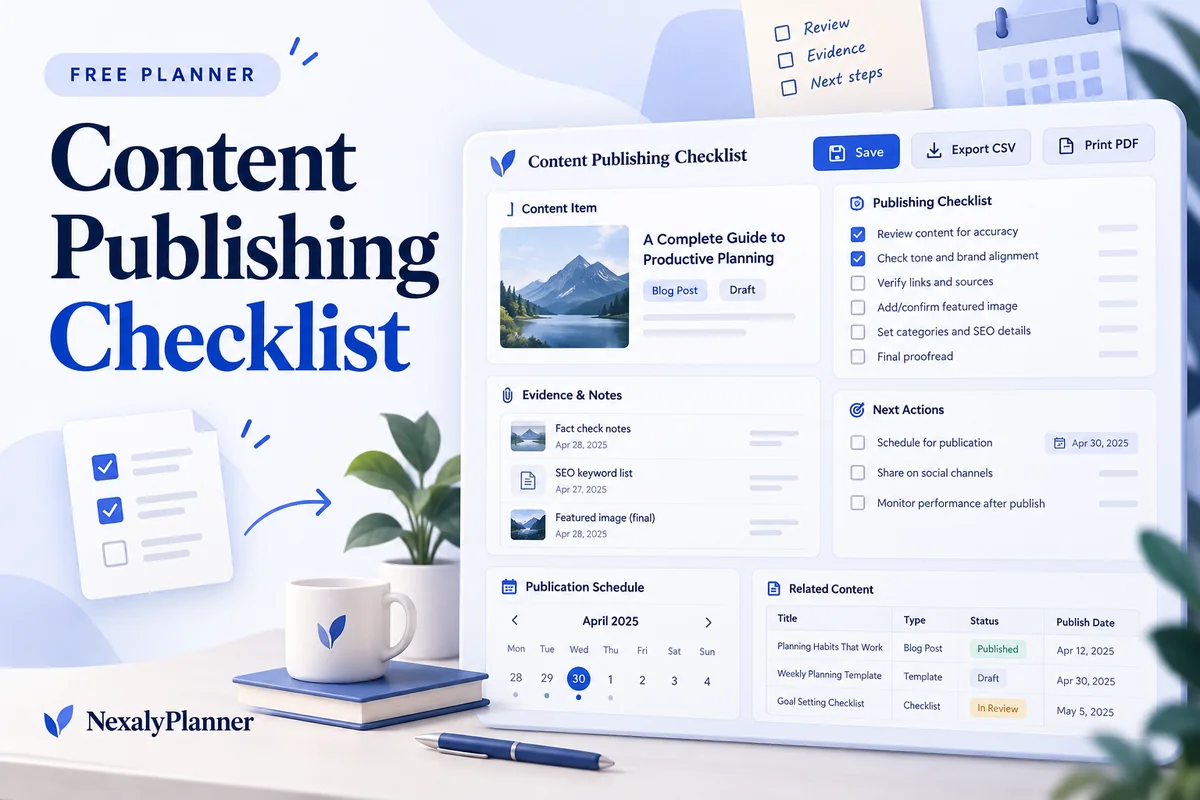 Content Publishing Checklist illustrated planning cover