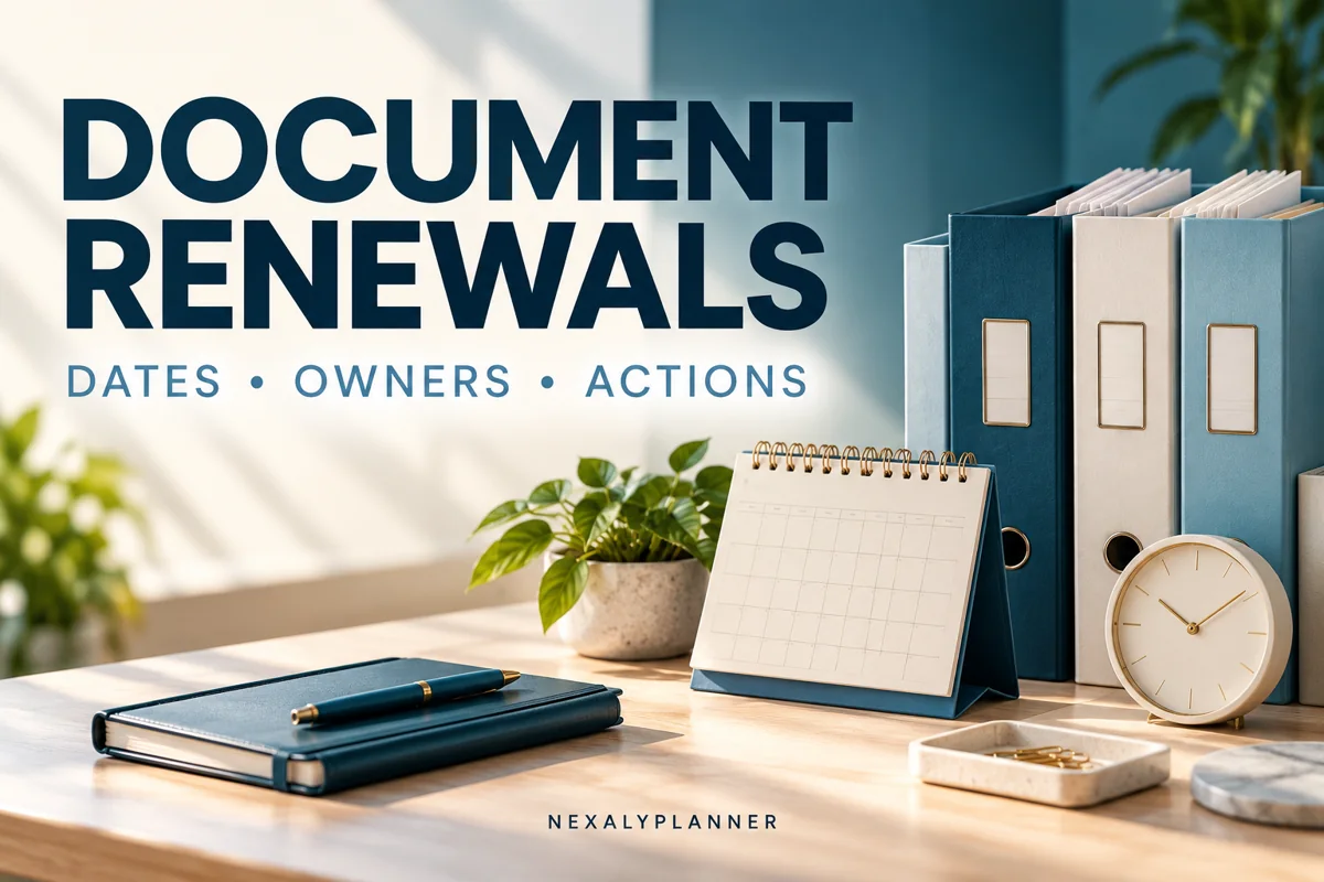 Document Renewal Calendar planning cover