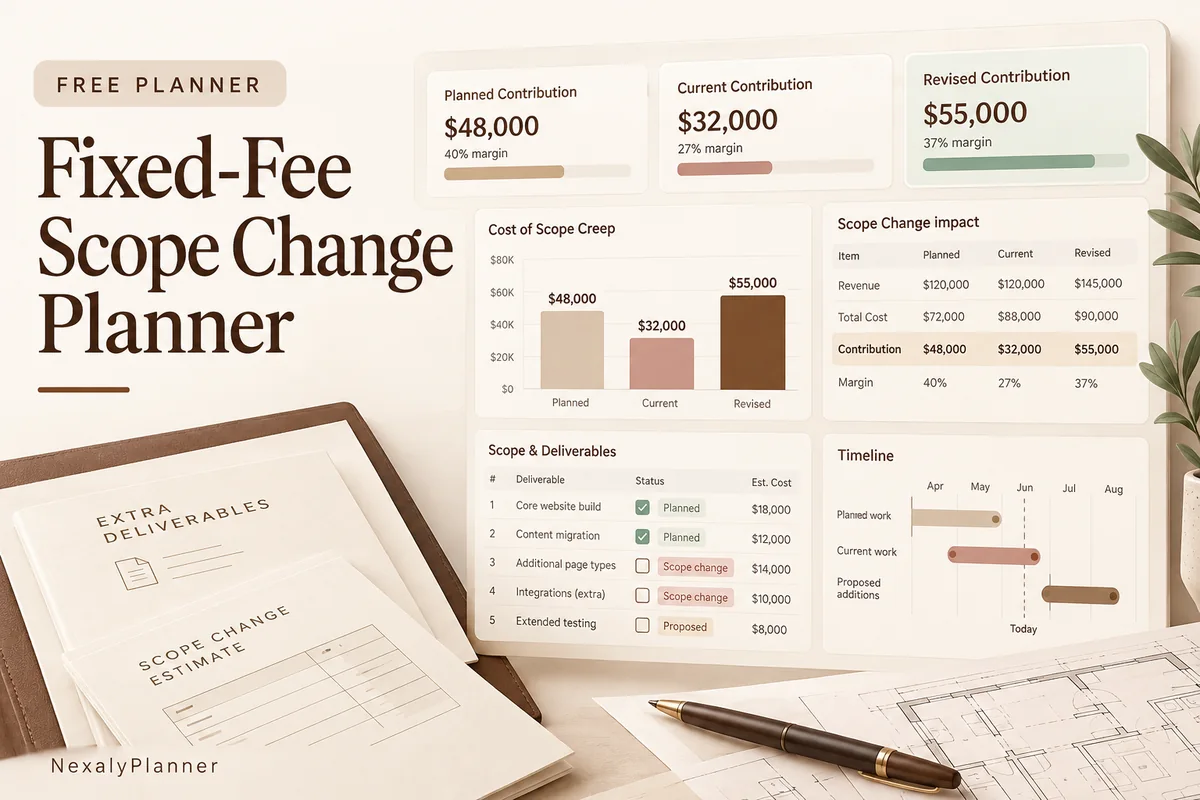 Fixed-Fee Scope Change Planner illustrated planning cover