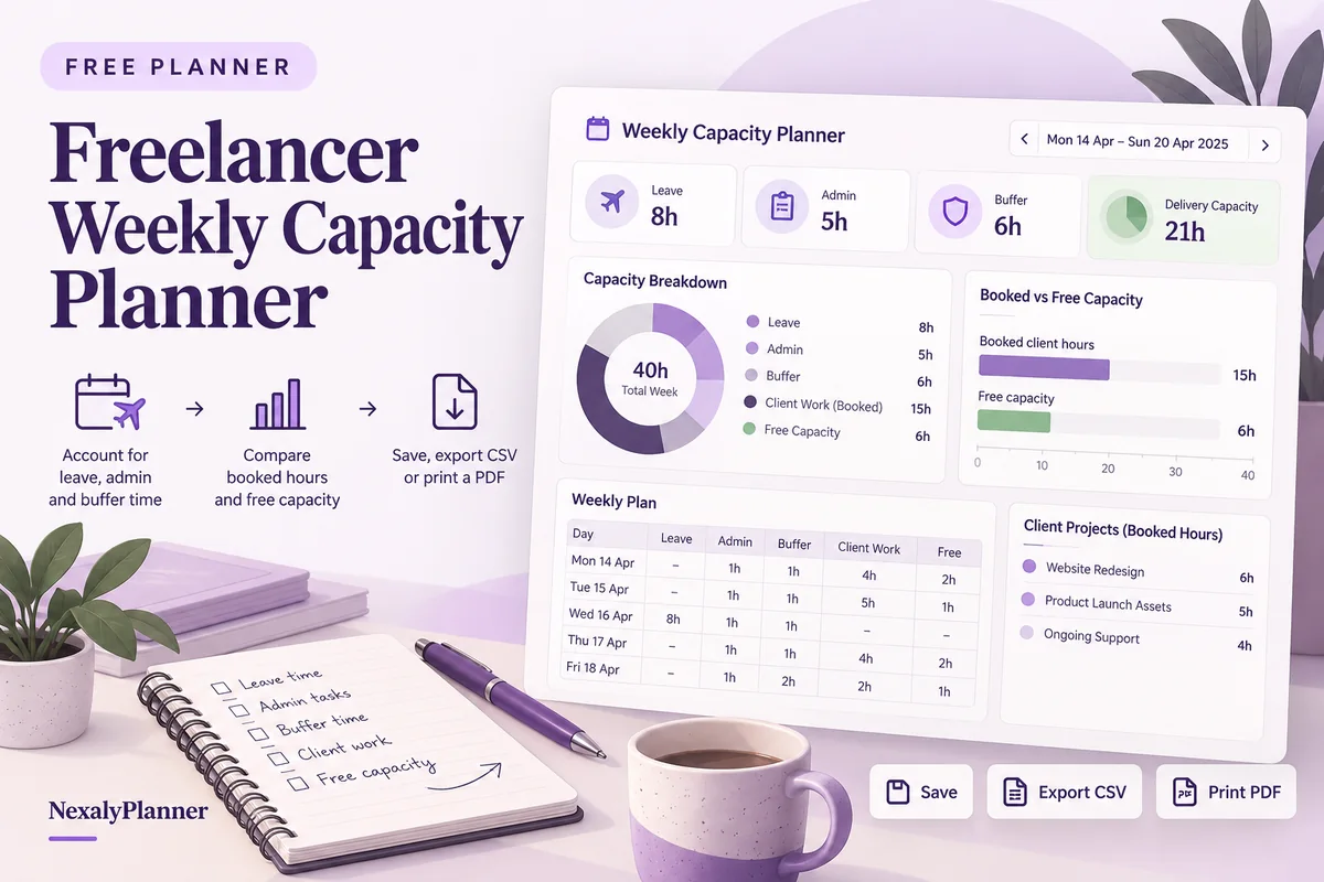 Freelancer Weekly Capacity Planner illustrated planning cover