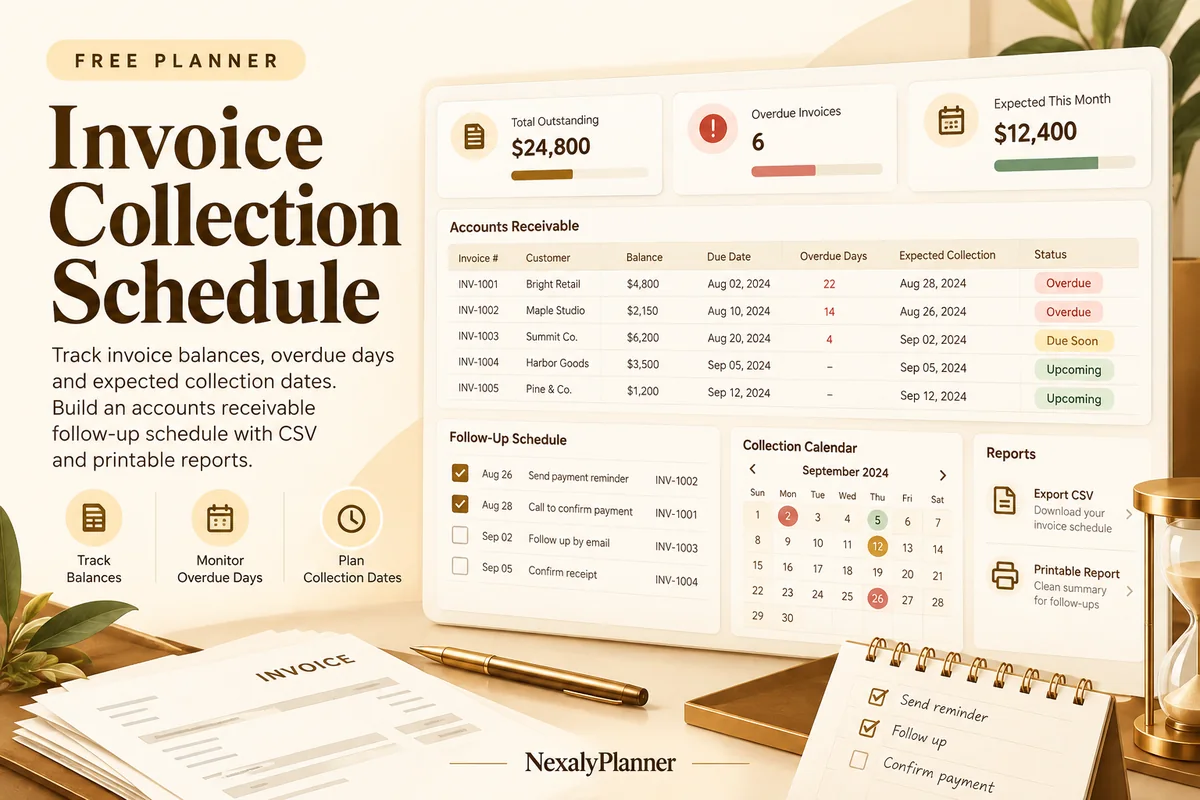 Invoice Collection Schedule illustrated planning cover