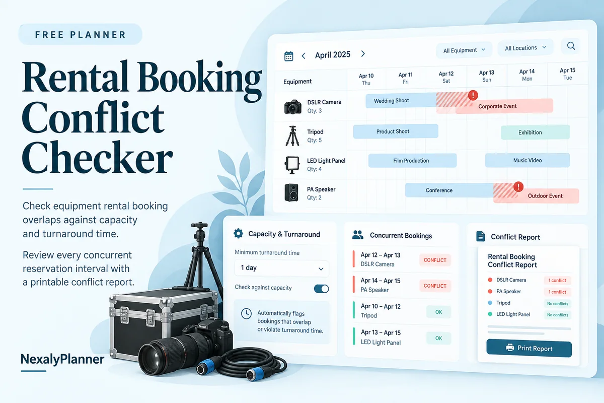 Rental Booking Conflict Checker illustrated planning cover