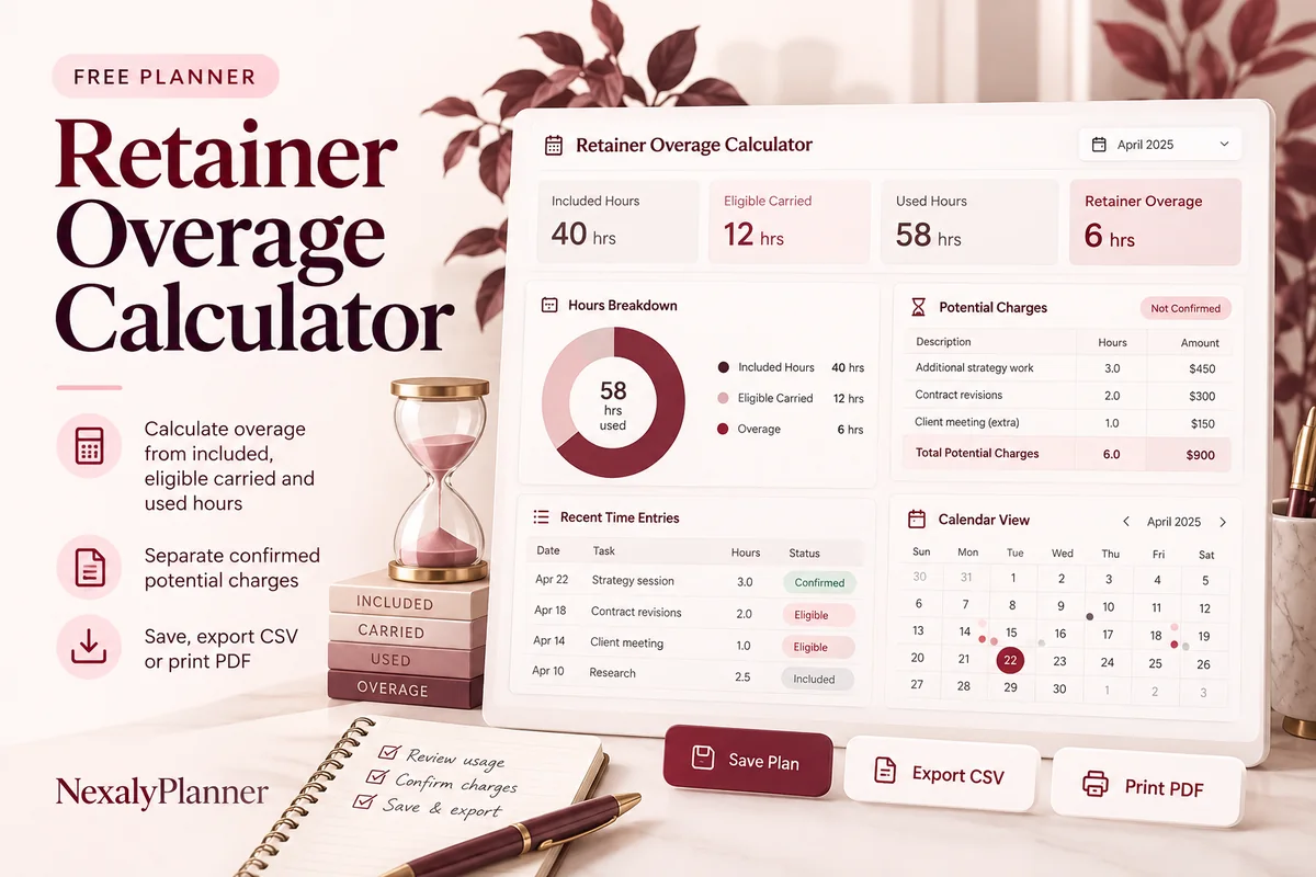 Retainer Overage Calculator illustrated planning cover