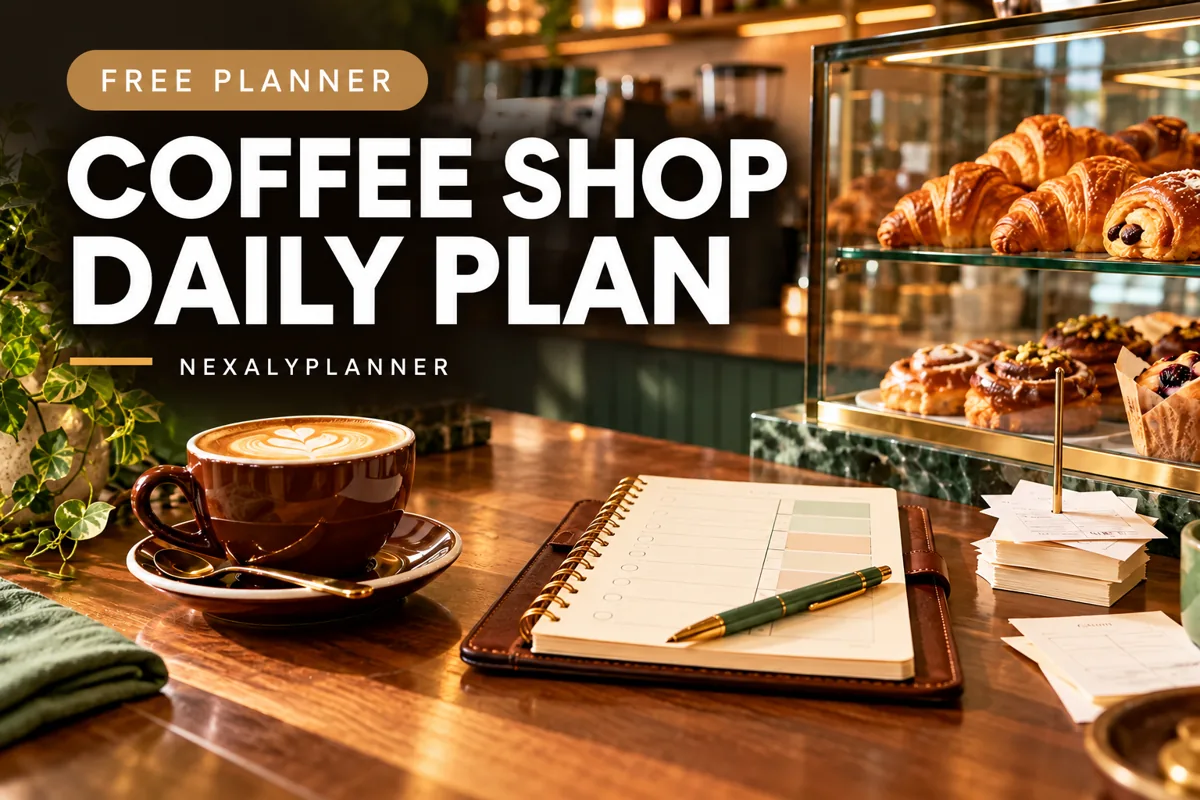 Coffee Shop Daily Operating Plan conceptual planning illustration