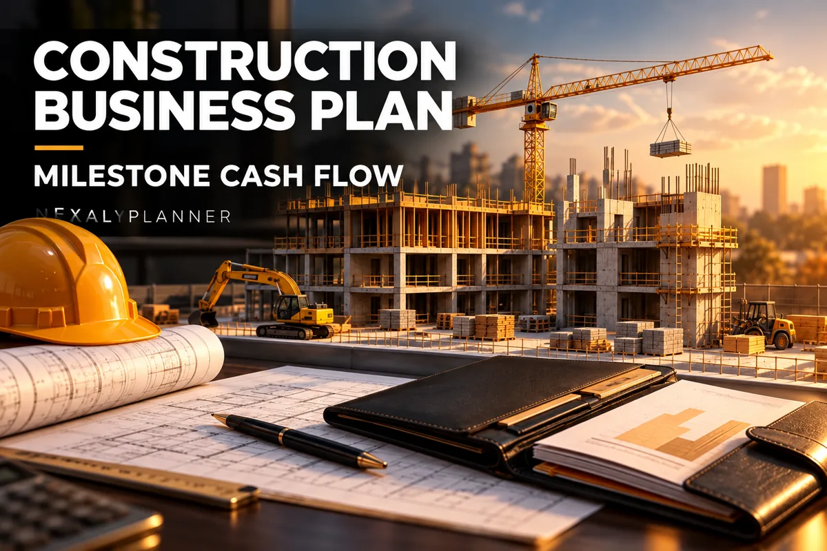 Construction Company Business Plan: Milestone Cash Example editorial planning illustration