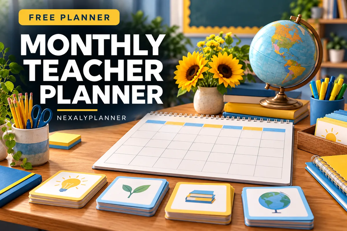 Monthly Teacher Lesson Planner conceptual planning illustration