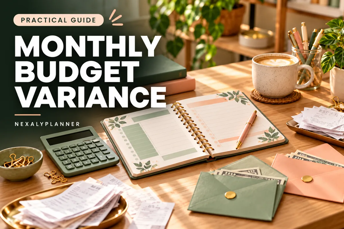 Small Business Budget Template: Monthly Variance Review editorial planning illustration