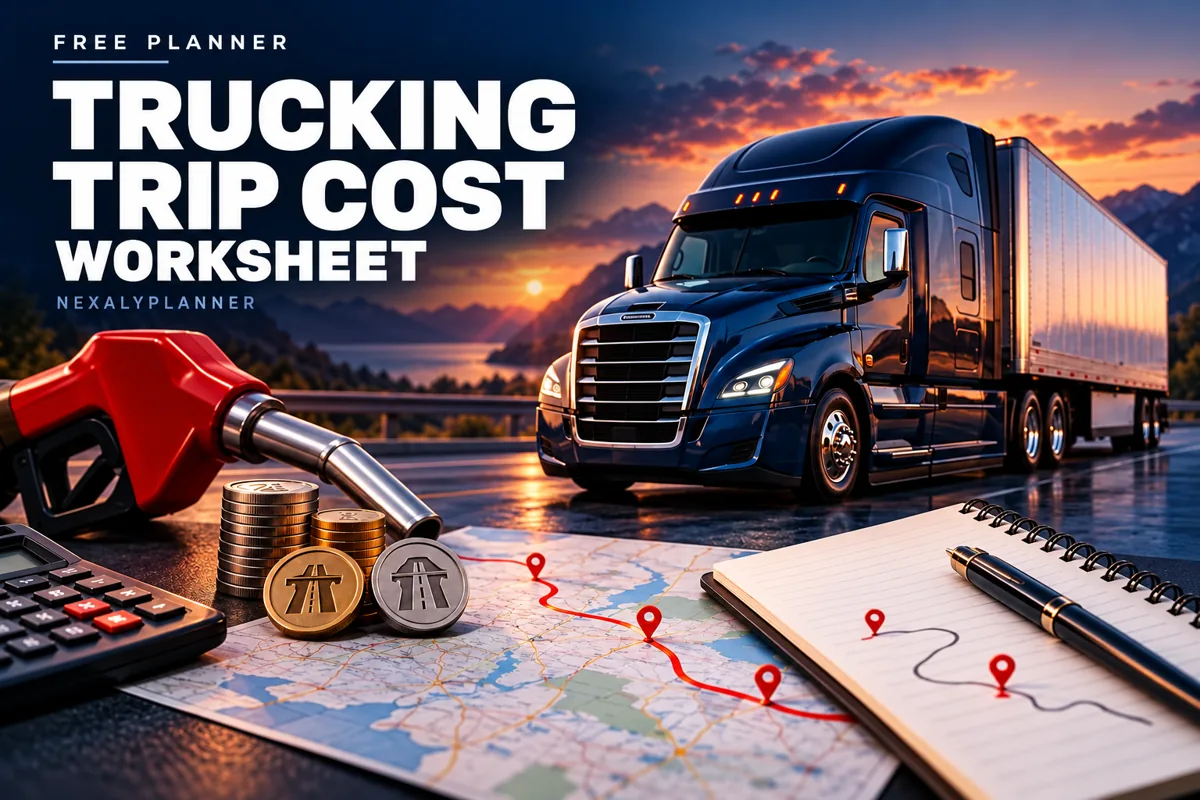 Trucking Trip Cost Worksheet illustrated feature cover