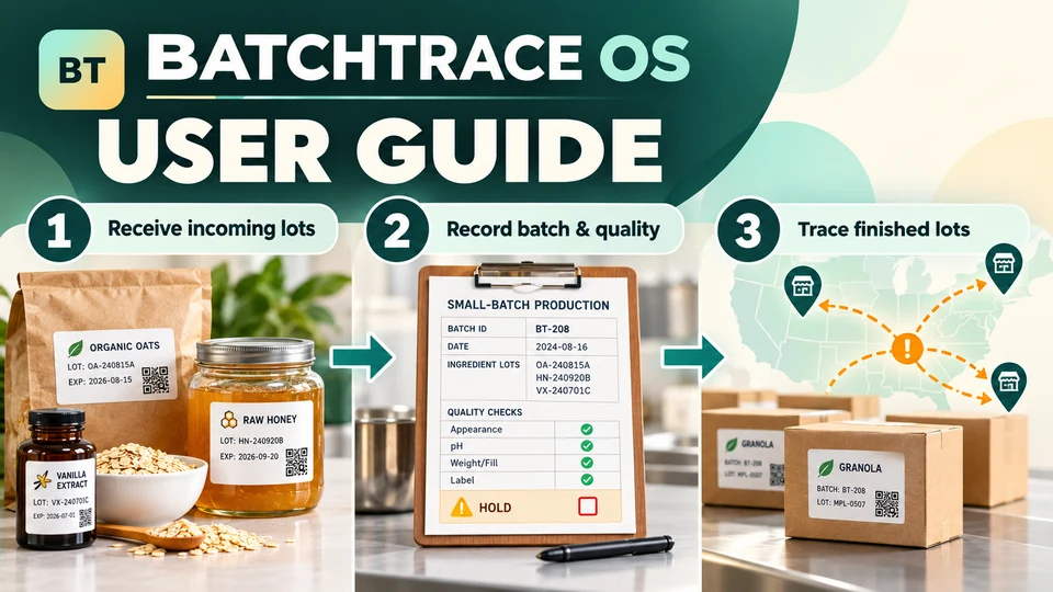 BatchTrace OS user guide: incoming lots, batch quality, finished-lot trace