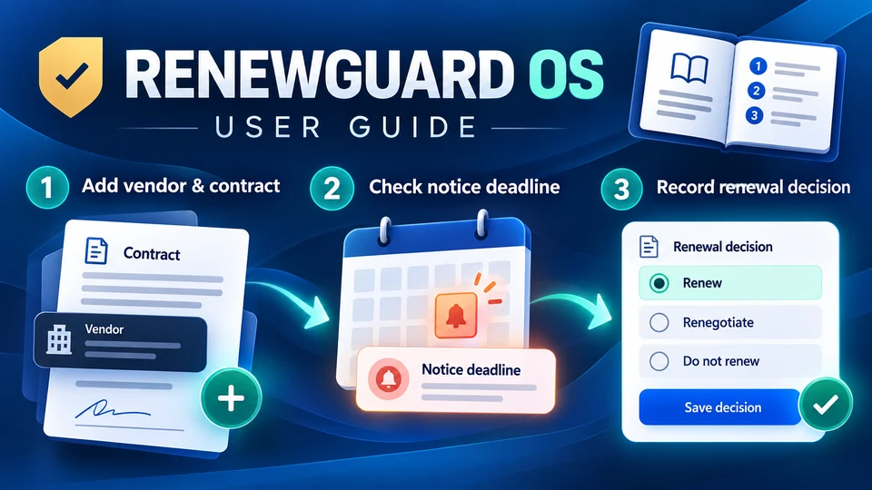 RenewGuard user guide: vendor contracts, notice deadlines, renewal decisions