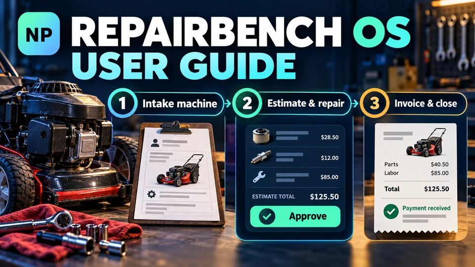 RepairBench OS user guide: machine intake, estimate and repair, invoice and close