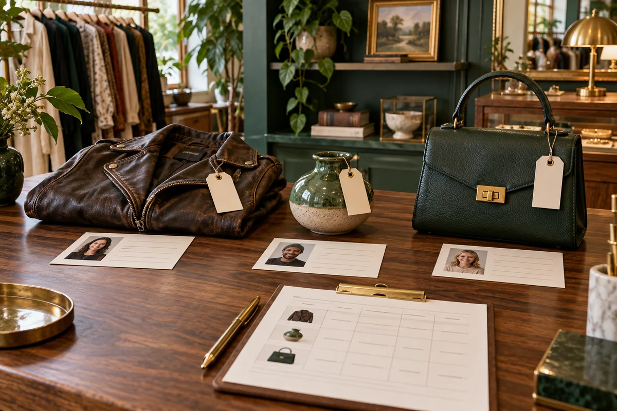 Tagged consignment items and owner records prepared for a payout review