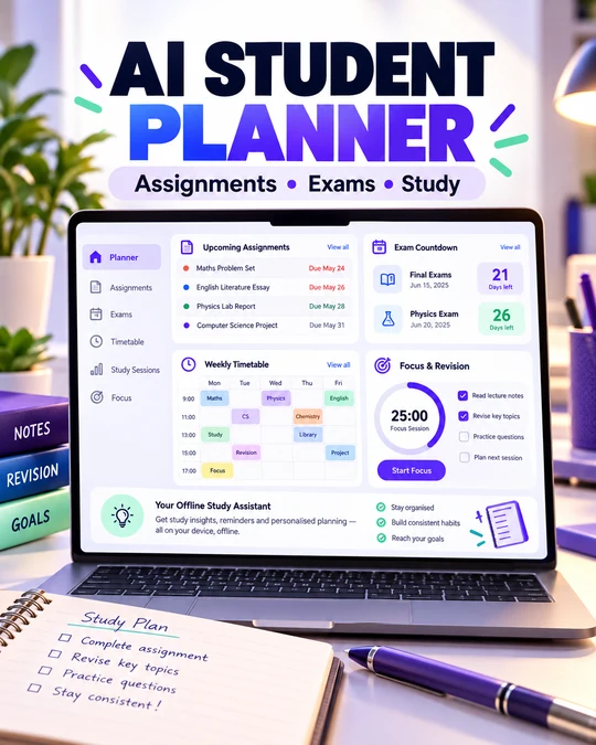 AI Student Planner — Offline Study Planner, Assignment Tracker & Exam Planner