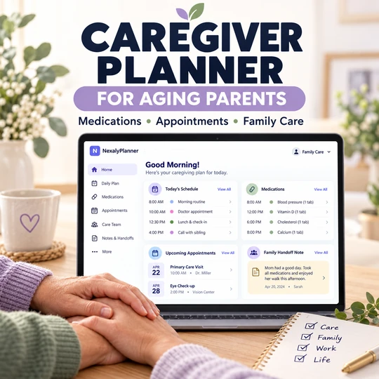 Caregiver Planner for Aging Parents — Family Care, Medications & Appointments