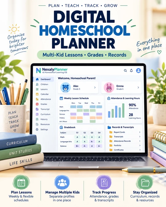 Digital Homeschool Planner for Multiple Children